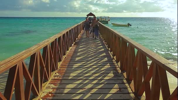 Dominicus Dominikanische Republik Febraury 2020 Dominicus Pier Mit Menschen Landschaft — Stockvideo