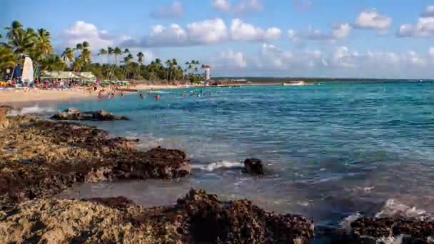 Time Lapse Dominicus Stranden Bayahibe Dominikanska Republiken Skjuten Eftermiddagen Med — Stockvideo