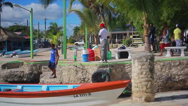 Bayahibe Dominican Republic January 2020 Dominican Boys Board Boat — Wideo stockowe