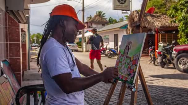 Bayahibe República Dominicana Janeiro 2020 Time Lapse Street Artist Bayahibe — Vídeo de Stock