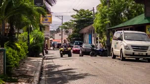 Centrum Van Caraïbische Stad Bayahibe Neergeschoten Time Lapse — Stockvideo