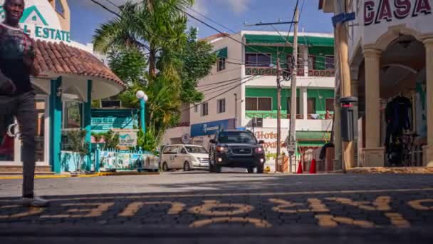 Zentrum Der Karibischen Stadt Bayahibe Zeitraffer Erschossen — Stockvideo