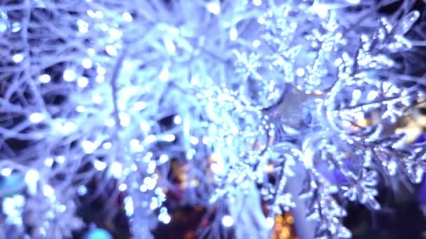 Blue Christmas Lights Decoration Outdoor Use — Stock Video