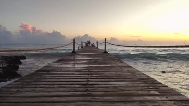 Jetée Dessus Mer Coucher Soleil Bayahibe République Dominicaine — Video