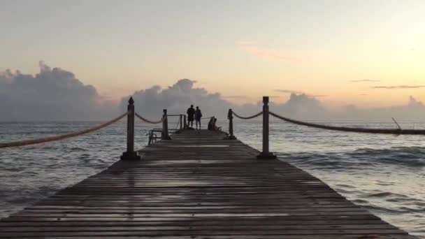 Jetée Dessus Mer Coucher Soleil Bayahibe République Dominicaine — Video