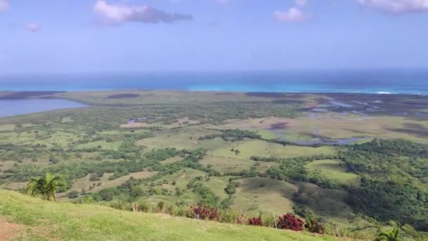 Panorama Över Utsikten Från Höjden Montana Redonda Dominikanska Republiken — Stockvideo