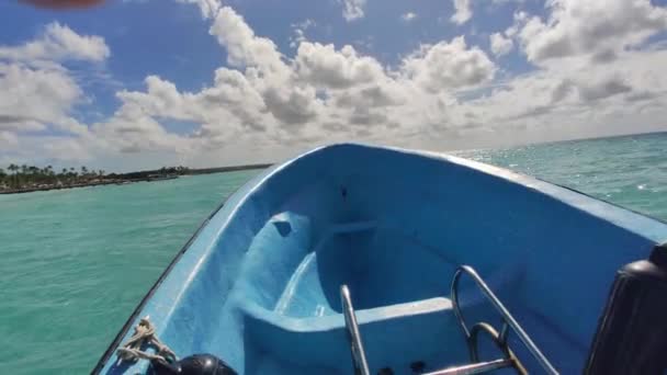 Gita Barca Nel Mare Dei Caraibi Nella Repubblica Dominicana — Video Stock