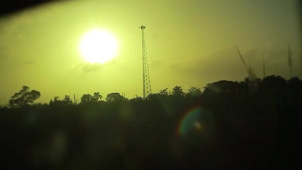 Widok Okna Ruchomego Krajobrazu Zachodzie Słońca — Wideo stockowe