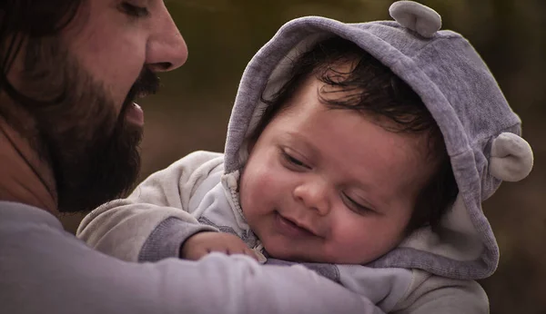 Tenderness cute and love between dad and infant