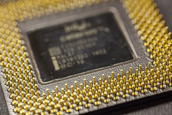 Detalhe Chip Processador Com Construção Claramente Visível Detalhes Funcionais Chip — Fotografia de Stock
