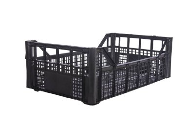 Sebzeler için beyaz arka planı olan izole plastik sandık.