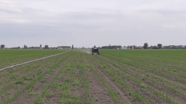 Agricultural processing with tractor — Stock Video