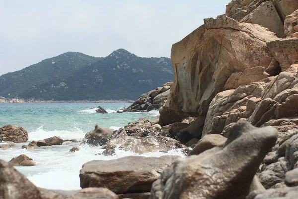 Сардинский Скалистый Природный Пляжный Пейзаж Летний День — стоковое фото