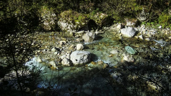 Ruisseau Montagne Dans Les Dolomites Avec Eau Courante — Photo