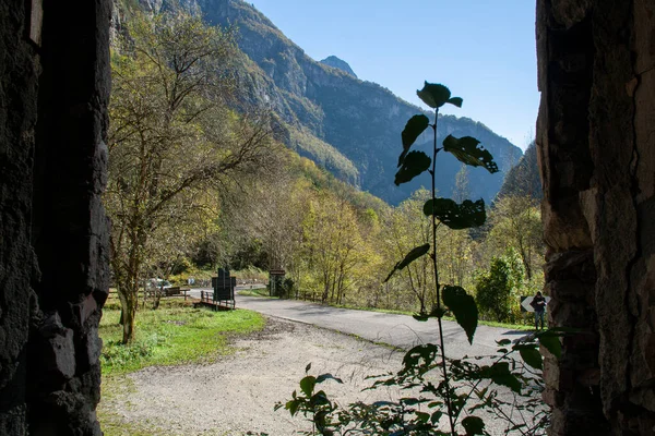 Strada Montagna Paesaggio Nel Parco Naturale Delle Dolomiti Autunno — Foto Stock