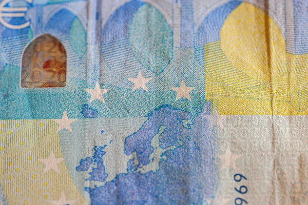 マクロレンズで撮影した20ユーロ紙幣の詳細 — ストック写真