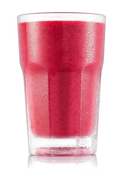 Hallon, äpple och honung smoothie i glas — Stockfoto