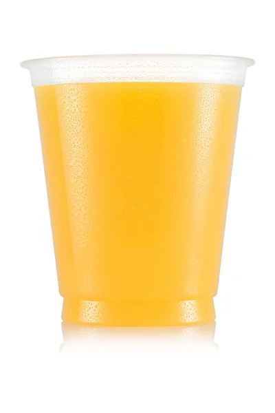 Arancio, succo d'ananas in tazza di plastica — Foto Stock