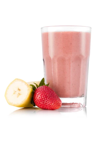 Çilek ve muz smoothie cam