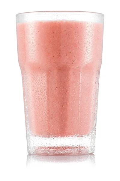 Banana and strawberry smoothie in glass Stock Image