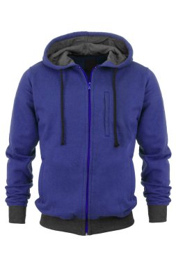 Beyaz zemin üzerine mavi sweatshirt