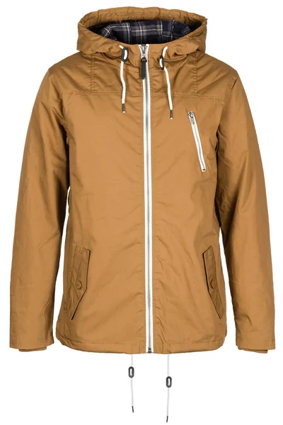 Warme dunkelbeige Jacke mit Kapuze — Stockfoto