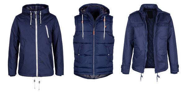 Two jackets and vest in dark blue color
