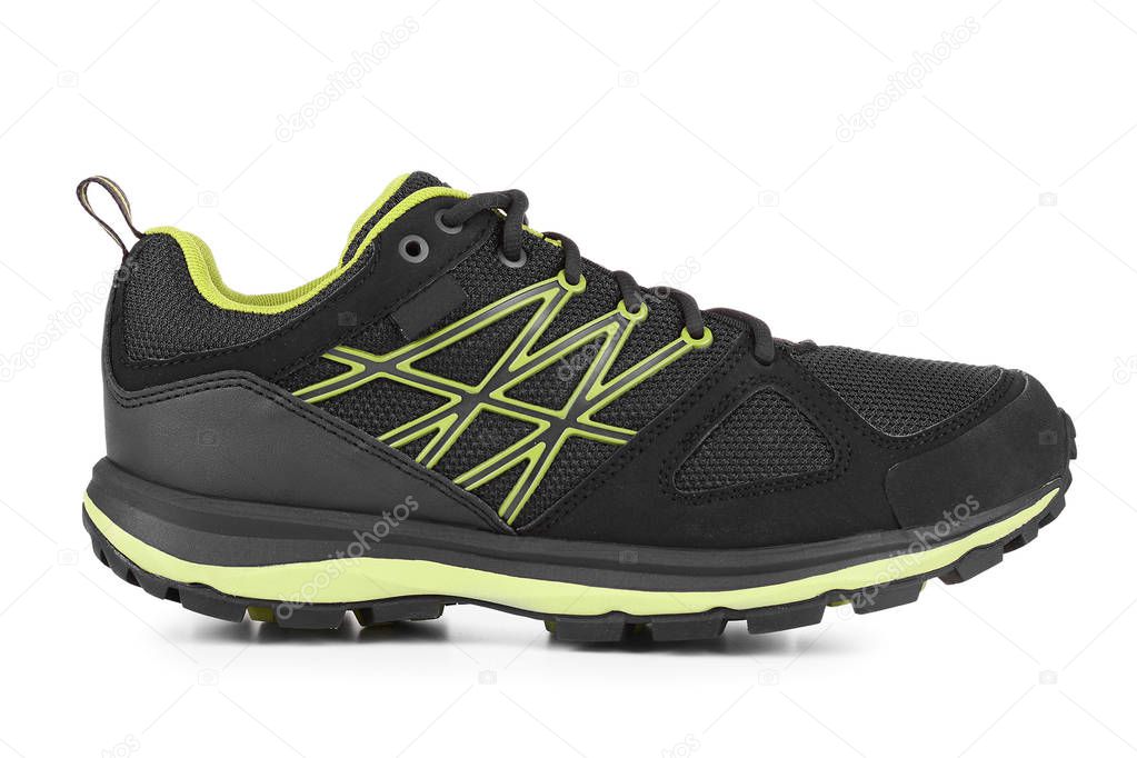 Black and green sport shoe