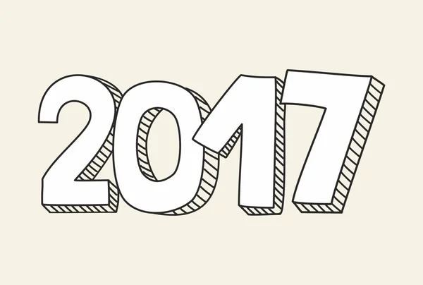 Nouvel An 2017 signe vectoriel dessiné à la main — Image vectorielle