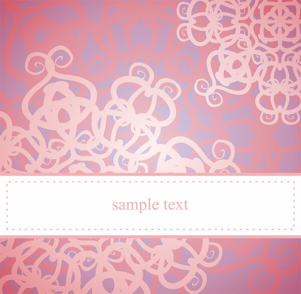 Sweet, pink card or invitation for party, birthday, baby shower with white classic elegant floral lace