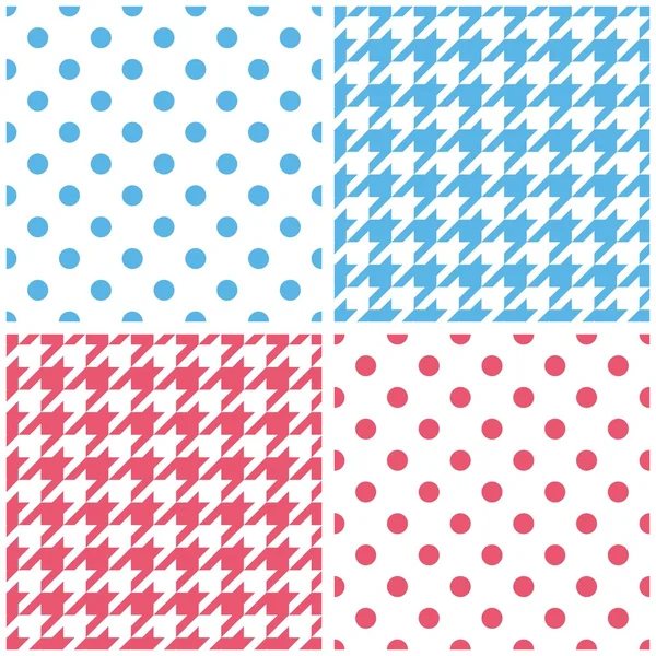 蓝色、 白色和粉红色的瓷砖矢量背景集 — 图库矢量图片