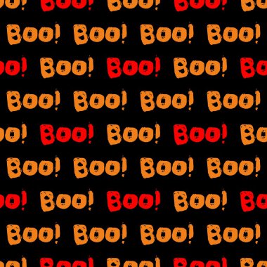 Cadılar Bayramı döşeme vektör deseni boo metin siyah arka plan üzerine