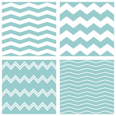 Mavi ve beyaz zig zag arkaplanlı döşeme vektör şablonu ayarlandı