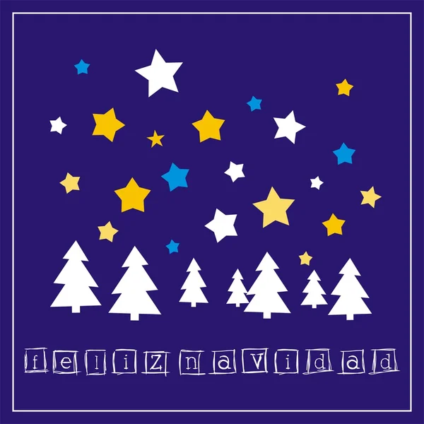 Christmas vector card with Merry Christmas wishes in espanol: Feliz Navidad — Stockový vektor