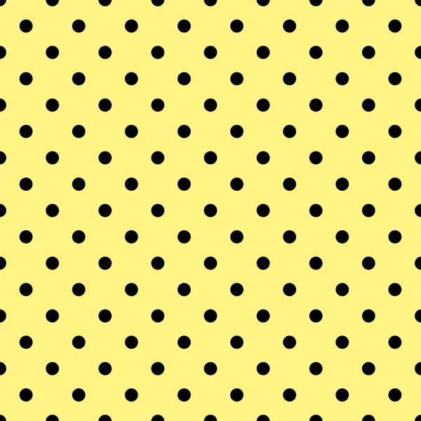 Patrón vectorial de azulejos con lunares negros sobre fondo amarillo — Vector de stock