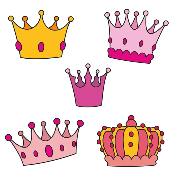 Pastel crown vector set isolated on white background — Stock Vector