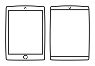 Beyaz izole tablet vektör Icon set
