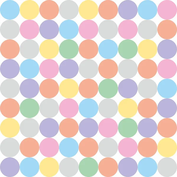 Patrón de vector de azulejos con lunares de colores pastel sobre fondo blanco — Vector de stock