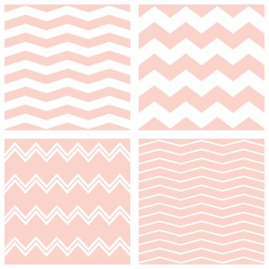 Pastel vektör desen set beyaz ve pembe zig zag arka plan ile döşeme