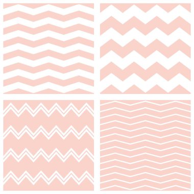 Tile pastel vector pattern set with white and pink zig zag background clipart