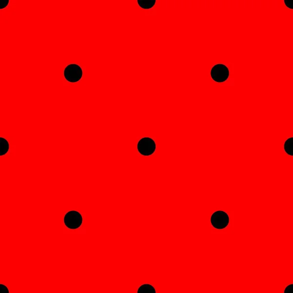 Piastrelle modello vettoriale con pois neri su sfondo rosso — Vettoriale Stock