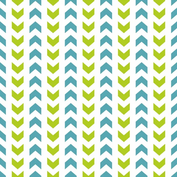 Tile vector pattern with blue and green zig zag print on white background — Stock Vector