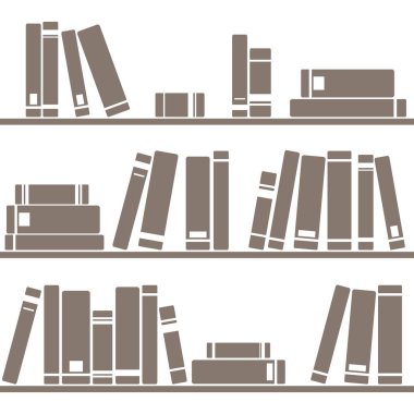 Beyaz arka plan rafa kahverengi kitap döşeme vektör deseni