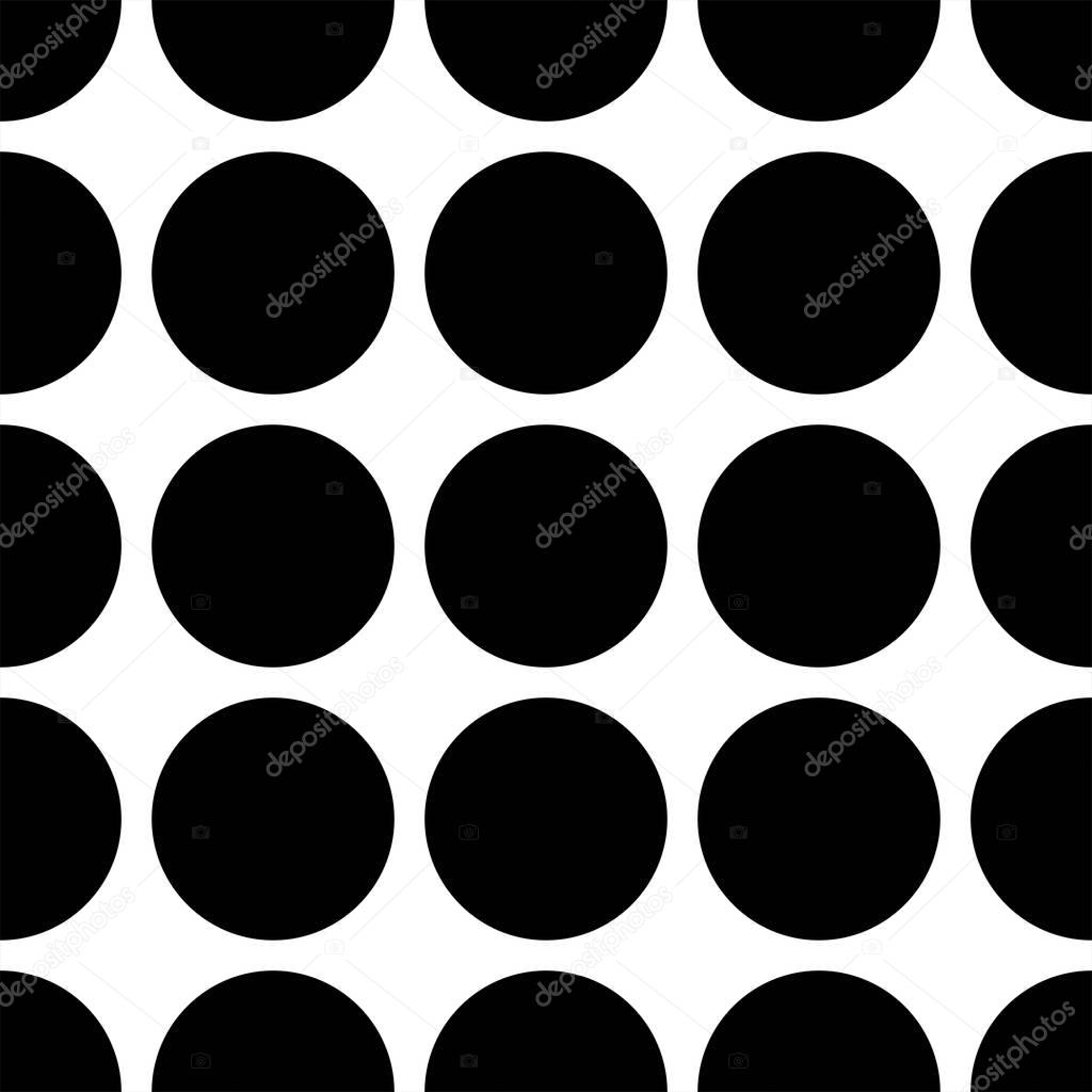 Tile vector pattern with black polka dots on white background