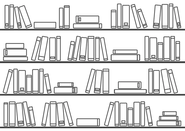 Tile vector pattern with books on the shelf on white background — Stock Vector