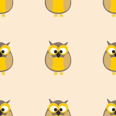 Baykuşlar pastel arka plan üzerinde döşeme vektör deseni