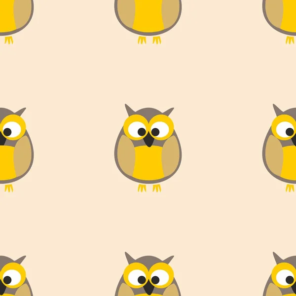 Tegel vector patroon met uilen op pastel achtergrond — Stockvector