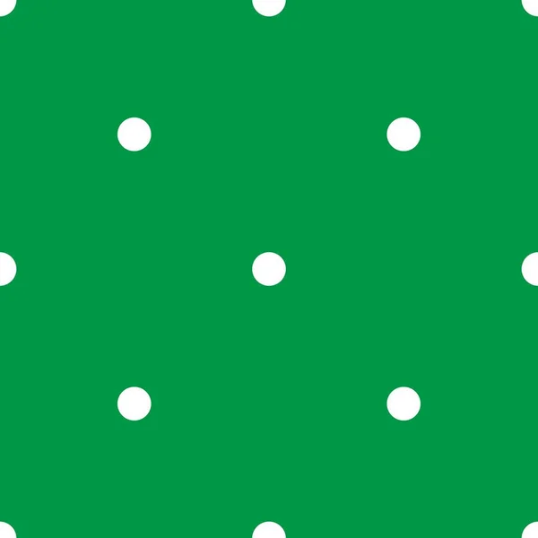 Seamless vector pattern with white polka dots on bottle green background. — Stock Vector