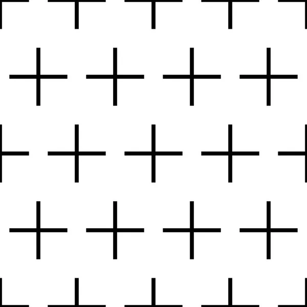 Kakel kors plus svart och vit vektor mönster — Stock vektor