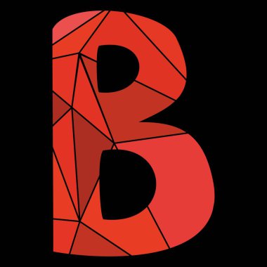 B kırmızı alfabe vektör mektup siyah arka plan üzerine izole